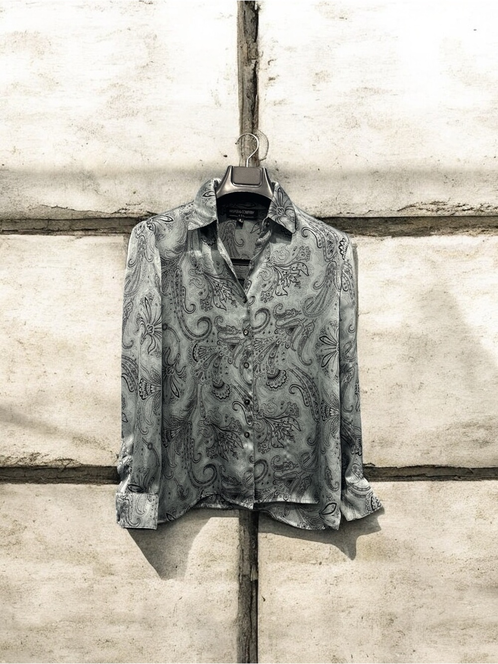Kasper & Company Teal Paisley Button-Down Blouse